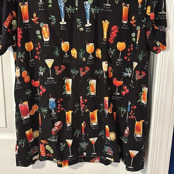 Men’s Vintage Weekender Traveler Hawaiian Cocktail Drinks Button Down Shirt Sz L - Picture 4 of 8